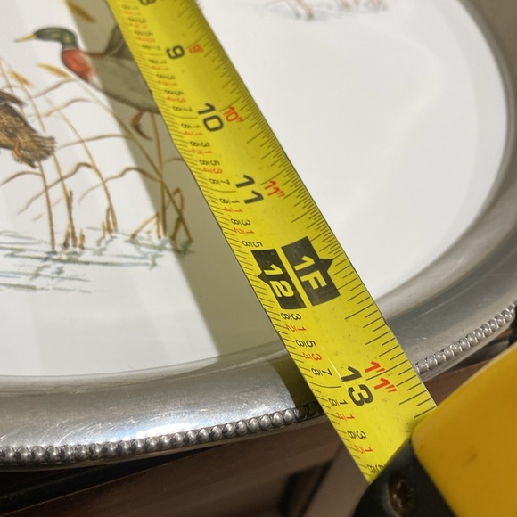 Vintage, Revere, Pewter Rimmed Serving Tray with Ducks - Picture 9 of 10